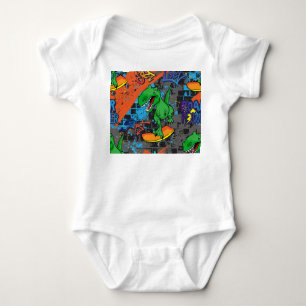 Coole Dinosaurier Skateboard Nahtloses Muster Baby Strampler