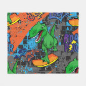 Coole Dinosaurier Skateboard Nahtloses Muster Fleecedecke (Vorderseite (Horizontal))
