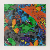 Coole Dinosaurier Skateboard Nahtloses Muster Puzzle (Horizontal)