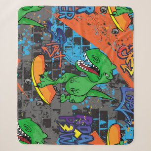 Coole Dinosaurier Skateboard Nahtloses Muster Sherpadecke