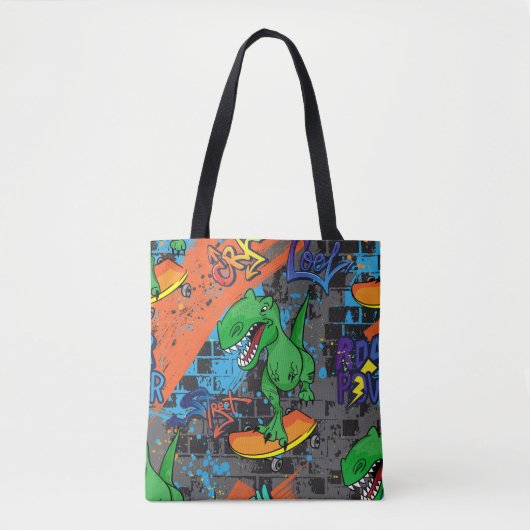 Coole Dinosaurier Skateboard Nahtloses Muster Tasche (Vorderseite)