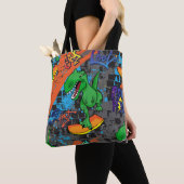Coole Dinosaurier Skateboard Nahtloses Muster Tasche (Von Nahem)