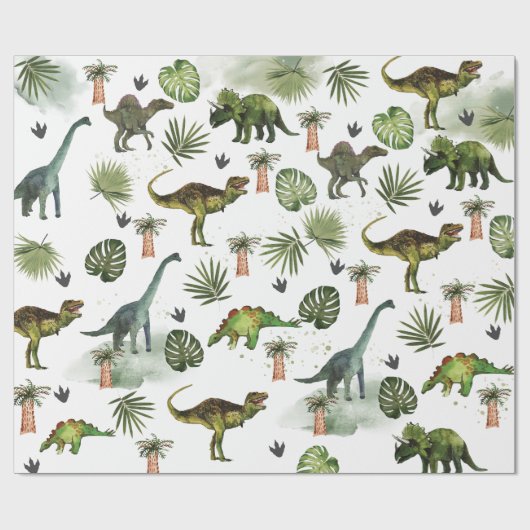 Coole Dinosaurier T-Rex Jurrasic Greenerity Decoup Geschenkpapier (Flach)