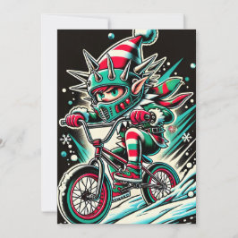 Coole Dirt Bike Elf Weihnachtskarte für Jungen Feiertagskarte