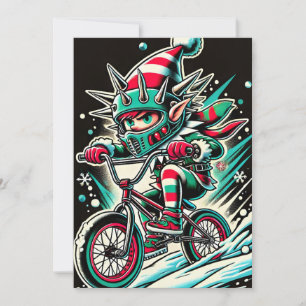 Coole Dirt Bike Elf Weihnachtskarte für Jungen Feiertagskarte