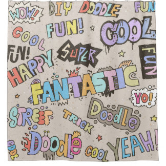 Coole Doodle Buchstaben Vintag Duschvorhang