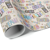 Coole Doodle Buchstaben Vintag Geschenkpapier (Rolleneckpunkt)