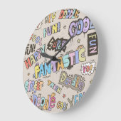 Coole Doodle Buchstaben Vintag Große Wanduhr (Winkel)
