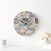 Coole Doodle Buchstaben Vintag Große Wanduhr (Zuhause)