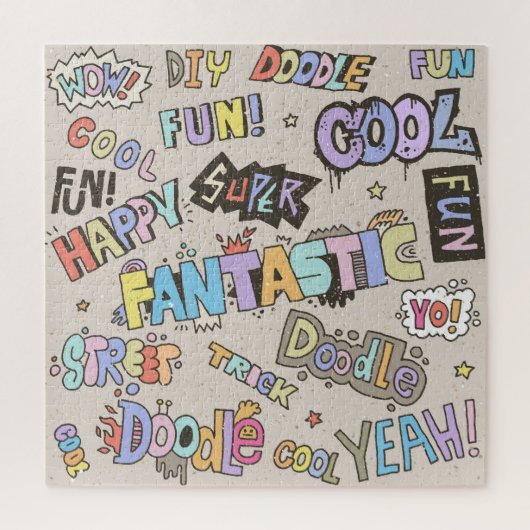 Coole Doodle Buchstaben Vintag Puzzle (Vertikal)
