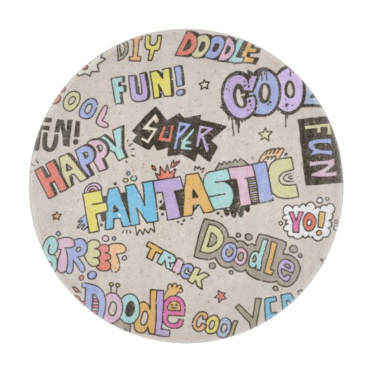 Coole Doodle Buchstaben Vintag Schneidebrett (Vorderseite)