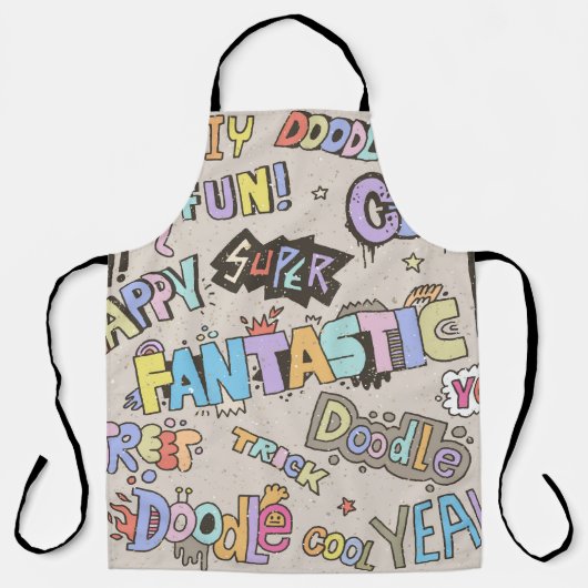 Coole Doodle Buchstaben Vintag Schürze (Vorderseite)