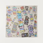 Coole Doodle Buchstaben Vintag Wandteppich (Vorderseite (Horizontal))
