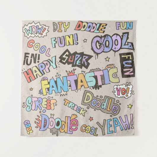 Coole Doodle Buchstaben Vintag Wandteppich (Vorderseite)