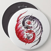 Coole Drache Yin Yang Tätowierung Button (Vorne & Hinten)