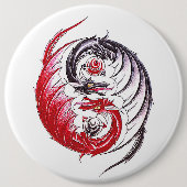 Coole Drache Yin Yang Tätowierung Button (Vorderseite)