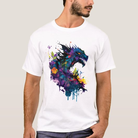Coole Drachen Kunst T-Shirt (Vorderseite)