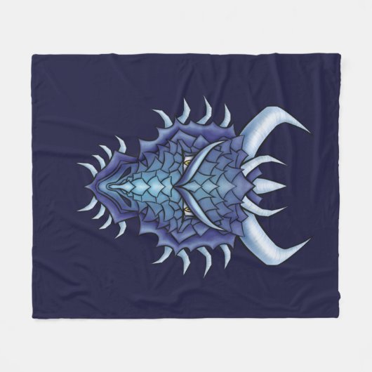 Coole Drachenkunst - Lila Drachenkopf Fleecedecke (Vorderseite (Horizontal))