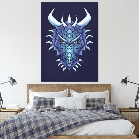 Coole Drachenkunst - Lila Drachenkopf Leinwanddruck (Insitu (Schlafzimmer))