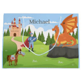 Coole Drachenritter-Liebhaber geben Namen Große Geschenktüte (Vorderseite)