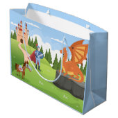 Coole Drachenritter-Liebhaber geben Namen Große Geschenktüte (Rückseite Schrägansicht)