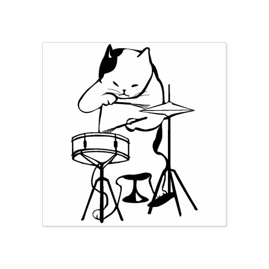 coole Drummerkatze Briefmarke Gummistempel (Prägung)