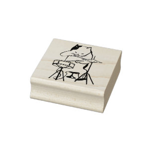 coole Drummerkatze Briefmarke Gummistempel
