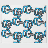 Coole Dumbell Fitness Blau und Grau Gym Graphic Geschenkpapier (Flach)