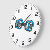 Coole Dumbell Fitness Blau und Grau Gym Graphic Große Wanduhr (Winkel)