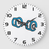 Coole Dumbell Fitness Blau und Grau Gym Graphic Große Wanduhr (Vorderseite)