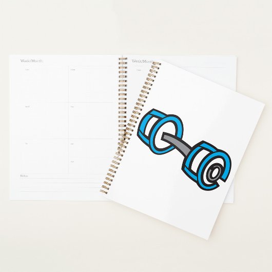 Coole Dumbell Fitness Blau und Grau Gym Graphic Planer