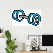 Coole Dumbell Fitness Blau und Grau Gym Graphic Poster (Heimbüro)