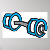 Coole Dumbell Fitness Blau und Grau Gym Graphic Poster (Vorne)