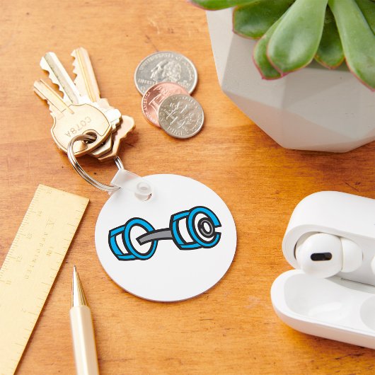 Coole Dumbell Fitness Blau und Grau Gym Graphic Schlüsselanhänger