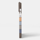 Coole dunkelblaue Beige Orange Grau Kunst Streifen iPhone Hülle (Linke Seite)