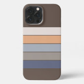 Coole dunkelblaue Beige Orange Grau Kunst Streifen iPhone Hülle (Rückseite)