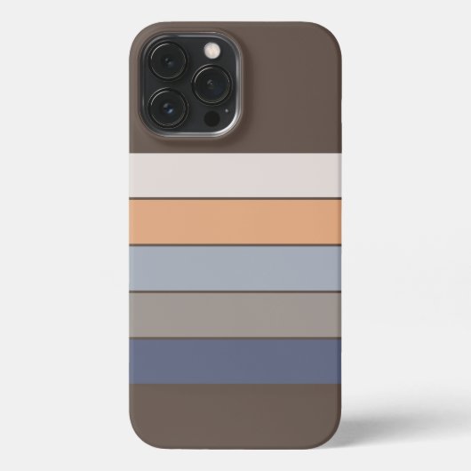 Coole dunkelblaue Beige Orange Grau Kunst Streifen iPhone Hülle (Rückseite)