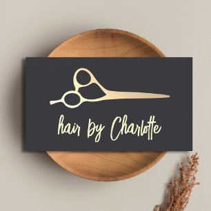 Coole Einfache Imitate Gold Schere Haarstylistin Visitenkarte