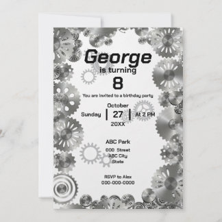 Coole Einfache mechanische Jungen Einladung zum Ge