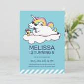 Coole Einhorn Sommersonne Girl Geburtstag Einladung (Stehend Vorderseite)