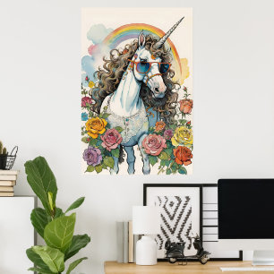 Coole Einhornvibes: Sonnenbrillen, Regenbogen und  Poster
