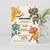 Coole Einladung von Robot zum Geburtstag (Stehend Vorderseite)