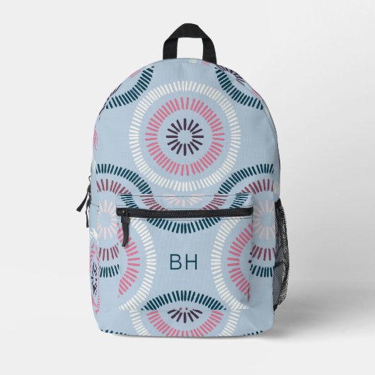 Coole Einmalige Rosa- und Blaumonogramm-Initialen Bedruckter Rucksack (Vorderseite)