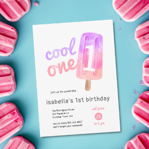 Coole Eins Eis-am-Stiel-Mädchen 1. Geburtstag Einladung
