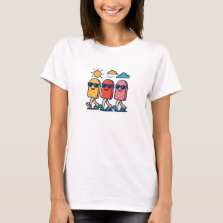 Coole Eis am Stiel beim Spaziergang in der Sonne - T-Shirt