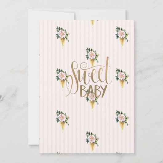 Coole Eiscreme-Blume gestreift Geburtstag Einladung (Rückseite)