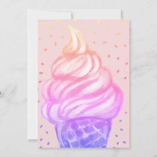 Coole Eiscreme Cone Pink Kinderdusche Einladung (Rückseite)