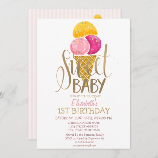 Coole Eiscreme Einladung (Vorne/Hinten)