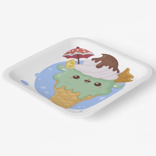 Coole Eiscreme Pappteller (Gewinkelt)