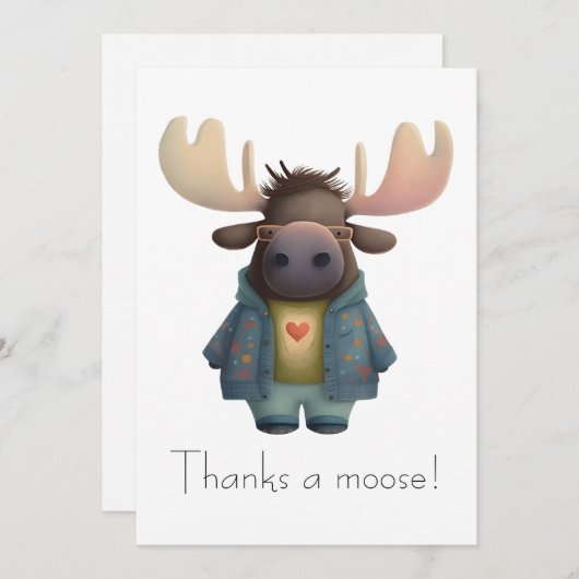 Coole Elche in Extravaganter Jacket und Brille Dankeskarte (Vorne/Hinten)